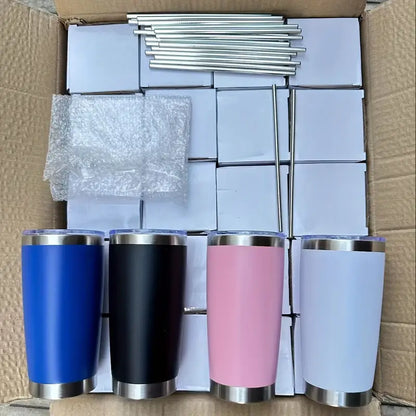 20Pack USA Warehouse 20oz Power Coated Mix Color Car Tumblers with Sliding Leak Proof Lids for Laser Engraving