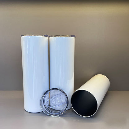 20oz Flat Edge Blank Sublimation Skinny Stainless Steel Double Wall Tumblers 50 Pack USA Warehouse