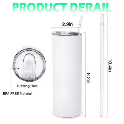20oz Glow In The Dark To Green Blue Color Blank Sublimation Skinny Tumblers 25Pack USA Warehouse