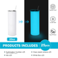 20oz Glow In The Dark To Green Blue Color Blank Sublimation Skinny Tumblers 25Pack USA Warehouse