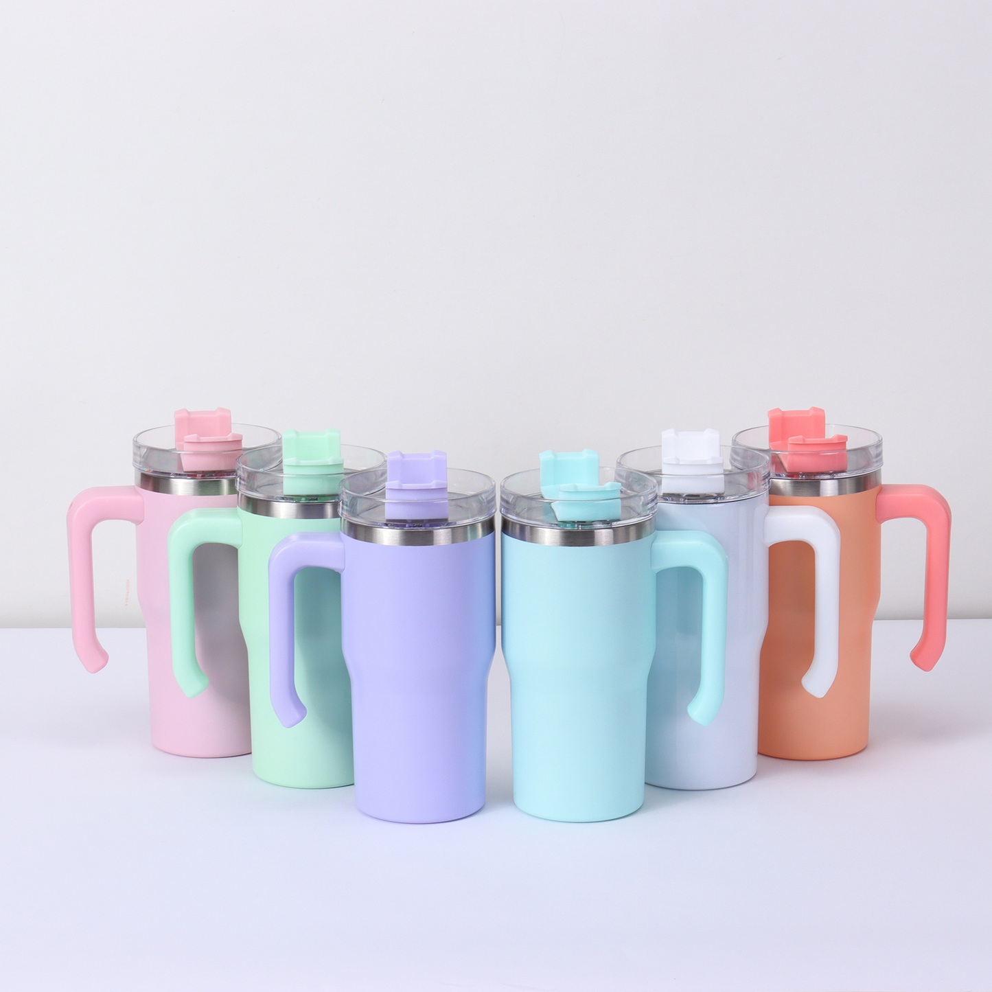 20oz Kids Macaron&White Color Blank Sublimation Tumblers with Removable Plastic Handle 25Pack USA Warehouse