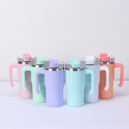 20oz Kids Macaron&White Color Blank Sublimation Tumblers with Removable Plastic Handle 25Pack USA Warehouse