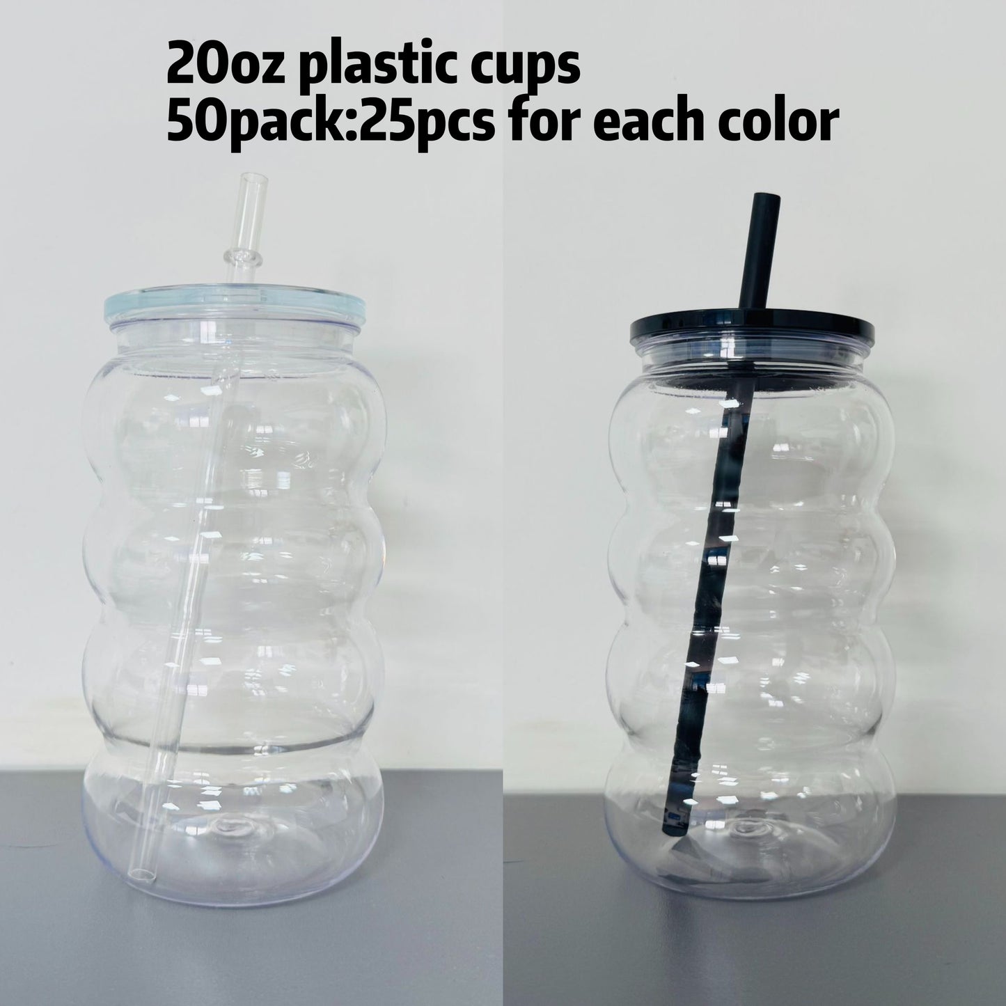 20oz New Cute Caterpillar Shape 🐛 Plastic Cups for Kids Summer Outdoor 50Pack China Warehouse