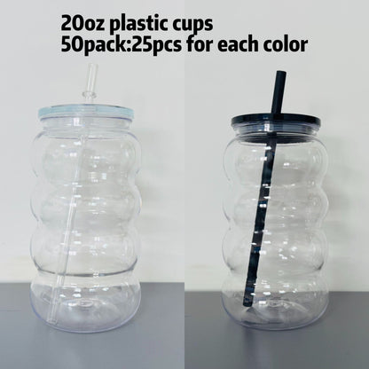 20oz New Cute Caterpillar Shape 🐛 Plastic Cups for Kids Summer Outdoor 50Pack China Warehouse