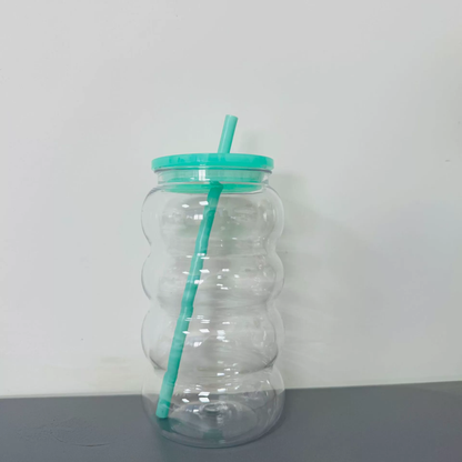 20oz New Cute Caterpillar Shape 🐛 Plastic Cups for Kids Summer Outdoor 50Pack China Warehouse