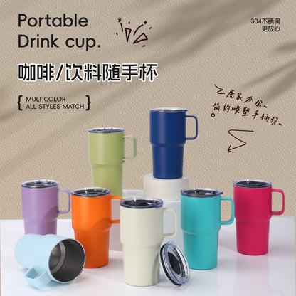 20oz Powder Coated Car Tumblers with Handle and Black Magnetic Lids Suitable for Laser Engraving 25pcs China Warehouse