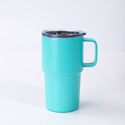 20oz Powder Coated Car Tumblers with Handle and Black Magnetic Lids Suitable for Laser Engraving 25pcs China Warehouse