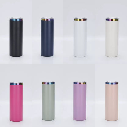 20oz Rainbow Plated Skinny Tumblers for Laser Engraved 8 Colors Mix 25 Pack China Warehouse