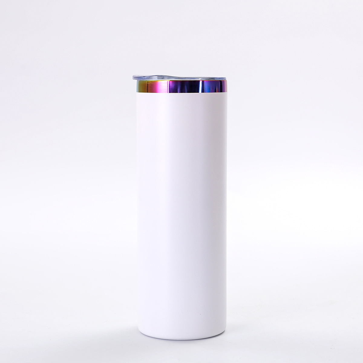20oz Rainbow Plated Straight Tumblers With Colored PP Straw for Laser Engraving 25 Pack USA Warehouse