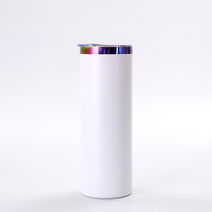 20oz Rainbow Plated Straight Tumblers With Colored PP Straw for Laser Engraving 25 Pack USA Warehouse