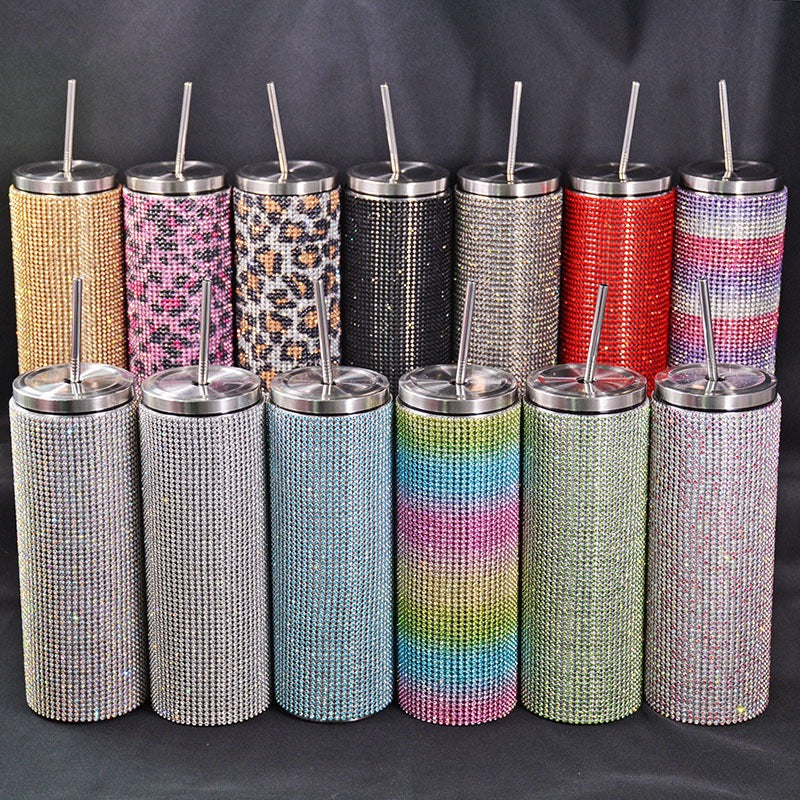 20oz Rhinestone Bling Tumblers with Metal Lids Luxury Shinny Style for Women 25Pack China Warehouse