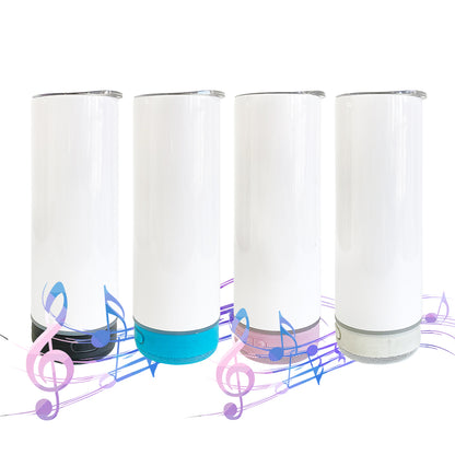 20oz White Blank Sublimation Straight Music Player Bluetooth Speaker Tumblers 12 Pack