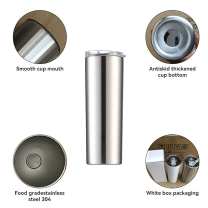 25Pack 20oz Power Coated Sliver Plated Double Wall Stainless Steel Skinny Tumblers for Laser Engraving