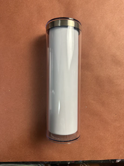 20oz Outside Sublimation Stainless Steel Tumblers Inner Snow Globe White Plastic Can 25 Pack USA Warehouse
