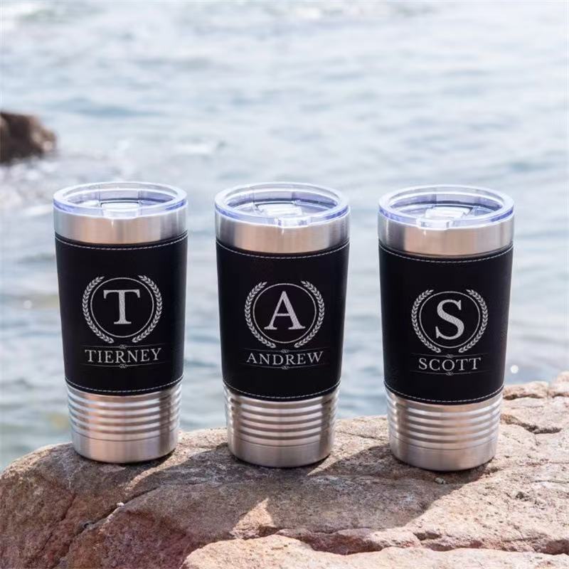 20oz Sports Leatherette Tumblers Sliver Color with Thread Bottom for Laser Engraving 50 Pack China Warehouse