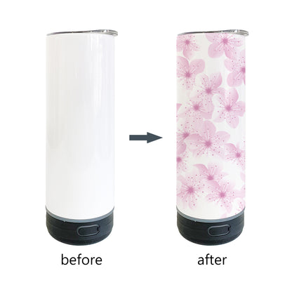 20oz White Blank Sublimation Straight Music Player Bluetooth Speaker Tumblers 12 Pack