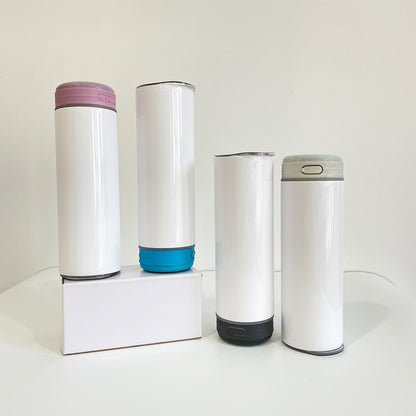 20oz White Blank Sublimation Straight Music Player Bluetooth Speaker Tumblers 12 Pack