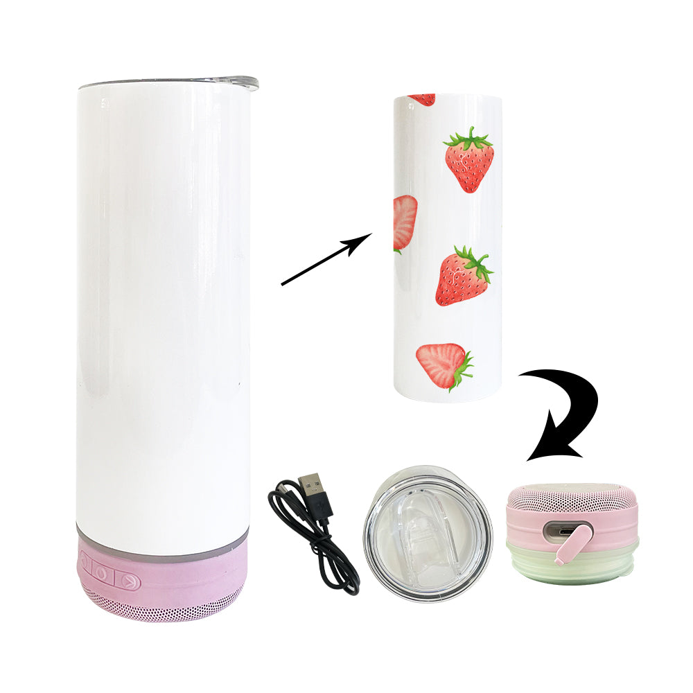 20oz White Blank Sublimation Bluetooth Speaker Tumblers  12 Pack USA Warehouse