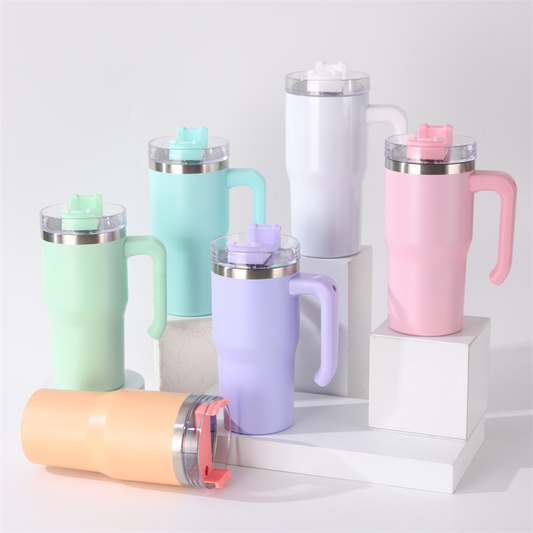 20oz Kids Macaron&White Color Blank Sublimation Tumblers with Removable Plastic Handle 25Pack China Warehouse