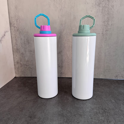 20oz Blank Sublimation Skinny Water Bottles With Colorful Handle Lids 14 Colors Mix 25 Pack China Warehouse