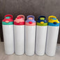 20oz Sublimation Water Bottles With Bounce Lids for Kids 5 Colors Lids Mix Style Tumblers 25 Pack