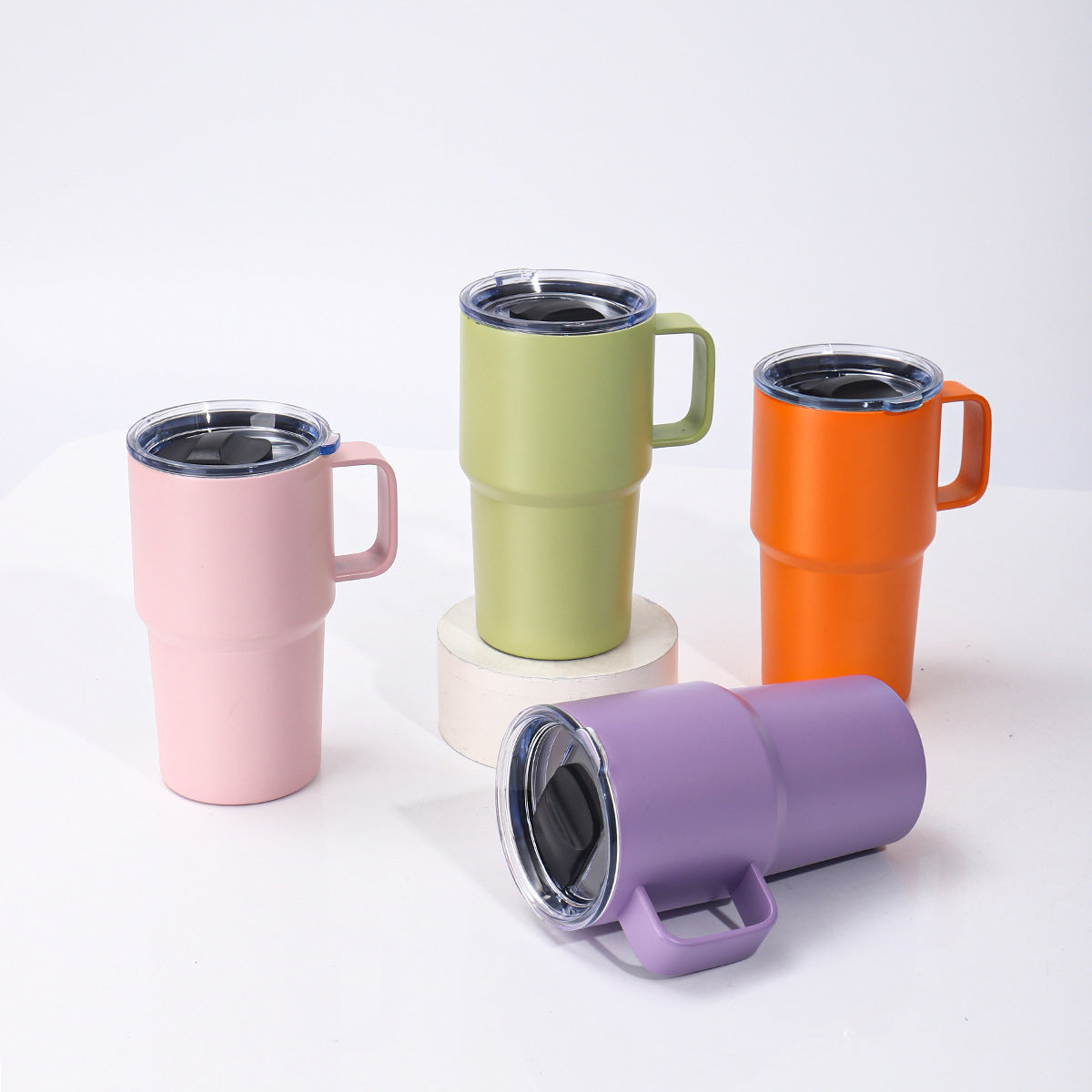 20oz Powder Coated Car Tumblers with Handle and Black Magnetic Lids Suitable for Laser Engraving 25pcs China Warehouse