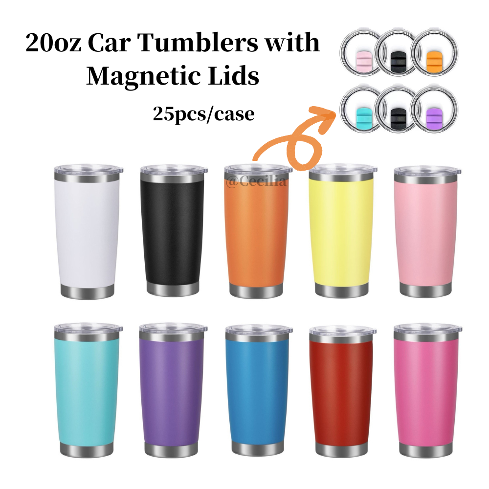 25 Pack 50 Pack China Warehouse 20oz Yeti Style powder coated coffee car tumblers with Magnetic lids double wall stainless steel cups for laser engraving