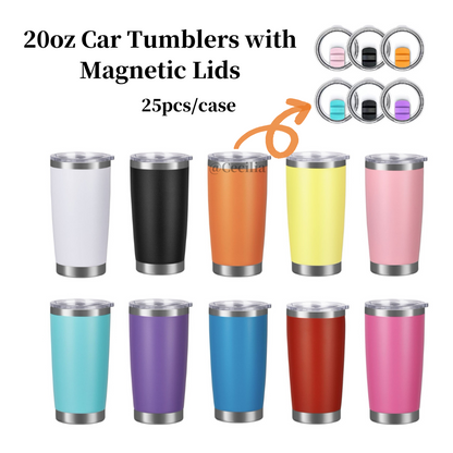 25 Pack 50 Pack China Warehouse 20oz Yeti Style powder coated coffee car tumblers with Magnetic lids double wall stainless steel cups for laser engraving