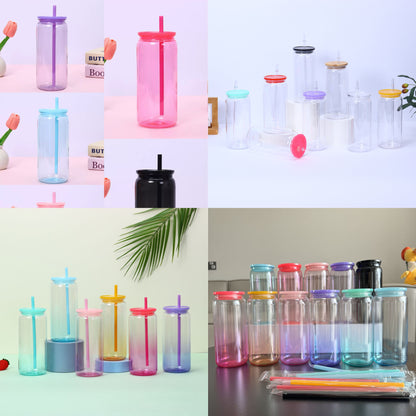 BPA Free 20oz Clear Jelly Ombre Color Plastic Can for Uv DTF Wraps 50Pack China Warehouse