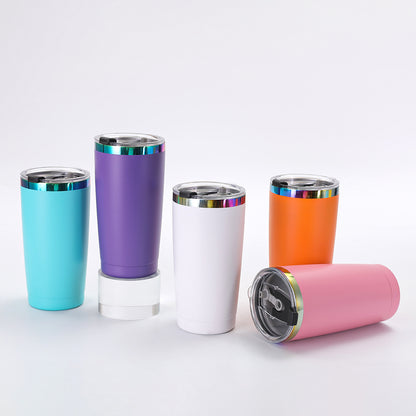 20oz Rainbow Plated Car Tumblers Seven Color Mix with Leak Proof Lids 25 Pack China Warehouse