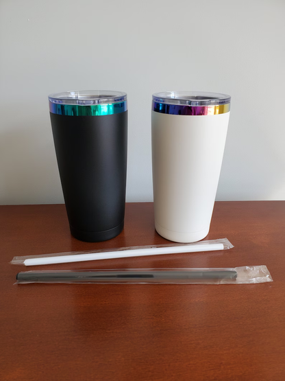 Men 20oz Rainbow Plated Powder Coating Car Tumblers for Laser Engraving 25Pack USA Warehouse