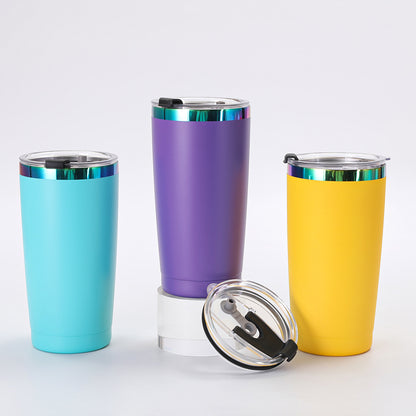 20oz Rainbow Plated Car Tumblers Seven Color Mix with Leak Proof Lids 25 Pack China Warehouse