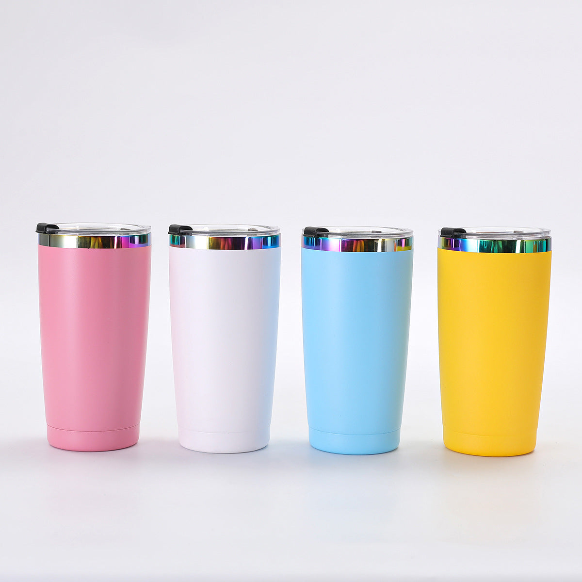 20oz Rainbow Plated Car Tumblers Seven Color Mix with Leak Proof Lids 25 Pack China Warehouse