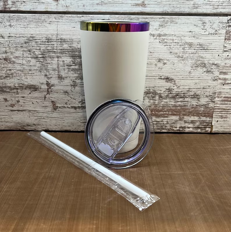 Men 20oz Rainbow Plated Powder Coating Car Tumblers for Laser Engraving 25Pack USA Warehouse