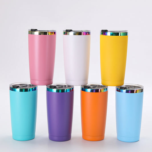 20oz Rainbow Plated Car Tumblers Seven Color Mix with Leak Proof Lids 25 Pack China Warehouse
