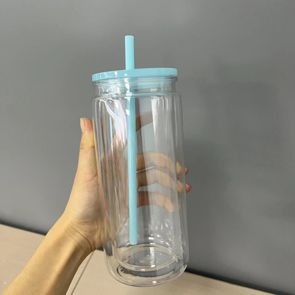 16oz 20oz Snow Glole Plastic Can with Colorful Lids Pre Drilled Hole and with Plug 50Pack China Warehouse