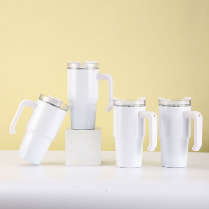 20oz Kids Macaron&White Color Blank Sublimation Tumblers with Removable Plastic Handle 25Pack USA Warehouse