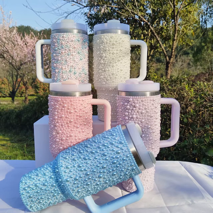 H2.0 40oz Bling Peral Tumblers Luxury Outdoor Travel Mugs for Women 20Pack China Warehouse