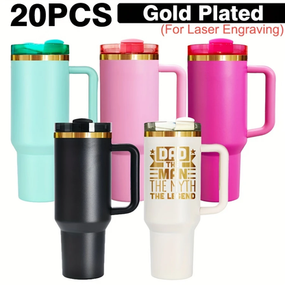 💛 H2.0 40oz Gold Plated Quencher Tumblers for Laser Engrvaing 20Pack USA Warehouse