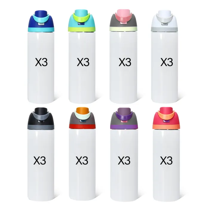 16oz 24oz White Subliamtion Water Bottles with Leak Proof Lids 24Pack USA Warehouse
