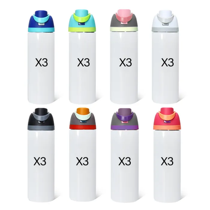 16oz 24oz White Subliamtion Water Bottles with Leak Proof Lids 24Pack USA Warehouse