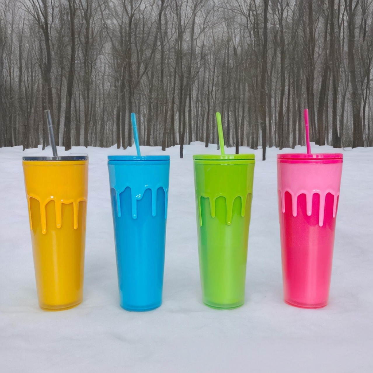 24oz Halloween Lava Glow In The Dark Plastic Cups with Coloful Lids and Straw Suitable for UV DTF Wraps 20Pack China