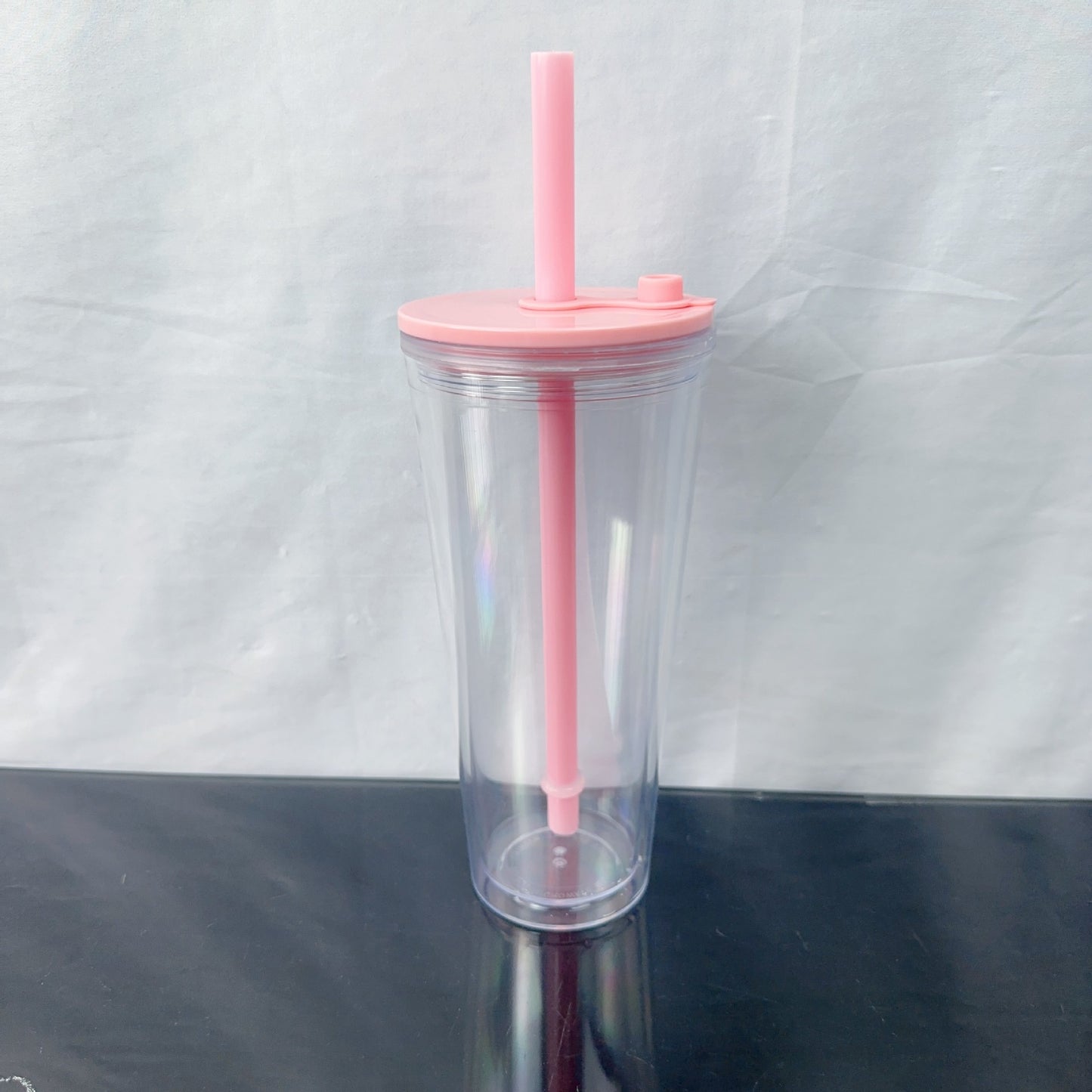 24oz Pre Drilled Hole Snow Globe Plastic Cups With Thick Straw for Vinyl 20 Pack China Warehouse