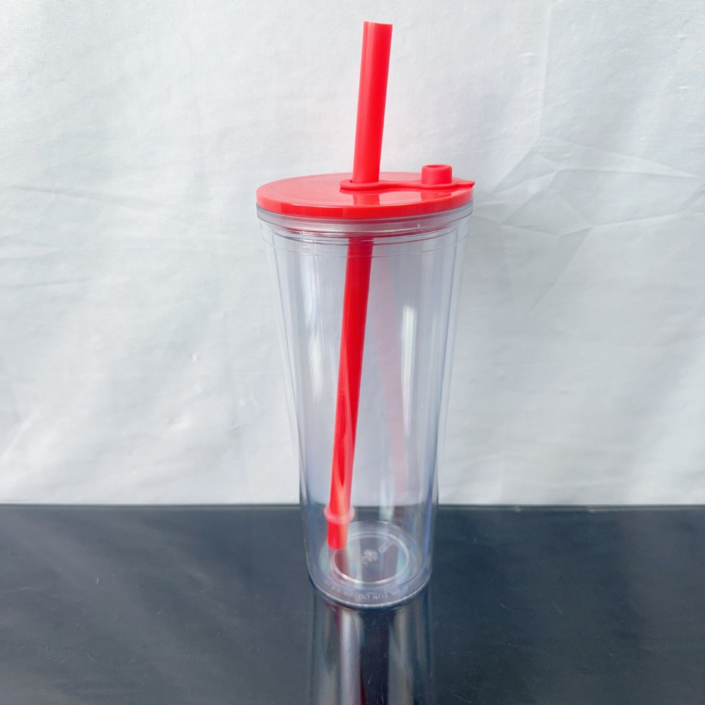 24oz Pre Drilled Hole Snow Globe Plastic Cups With Thick Straw for Vinyl 20 Pack China Warehouse