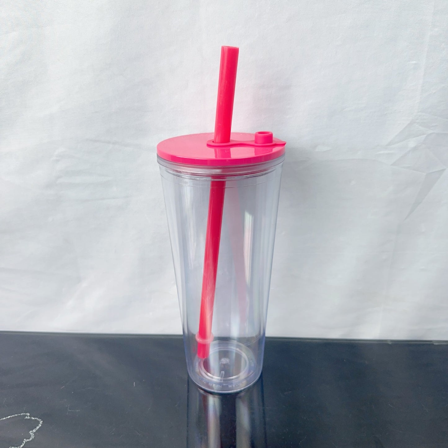 24oz Pre Drilled Hole Snow Globe Plastic Cups With Thick Straw for Vinyl 20 Pack China Warehouse
