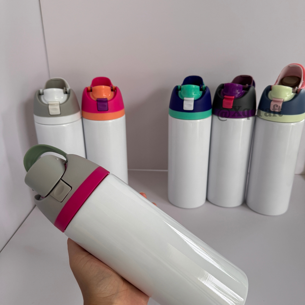 24oz White Glossy Subliamtion Owala Style Water Bottles with Leak Proof Lids 24Pack China Warehouse