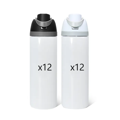 16oz 24oz White Subliamtion Water Bottles with Leak Proof Lids 24Pack USA Warehouse