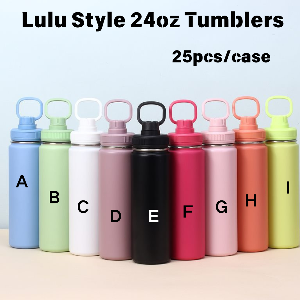 24oz Lulu Style Powder Coated Stainless Steel Tumblers for Laser Engraving 25 Pack China Warehouse