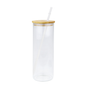 25oz Blank Sublimation Clear Frosted Skinny Glass Can With Bamboo Plastic Lids 25Pack China Warehouse