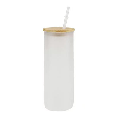 25oz Blank Sublimation Clear Frosted Skinny Glass Can With Bamboo Plastic Lids 25Pack China Warehouse